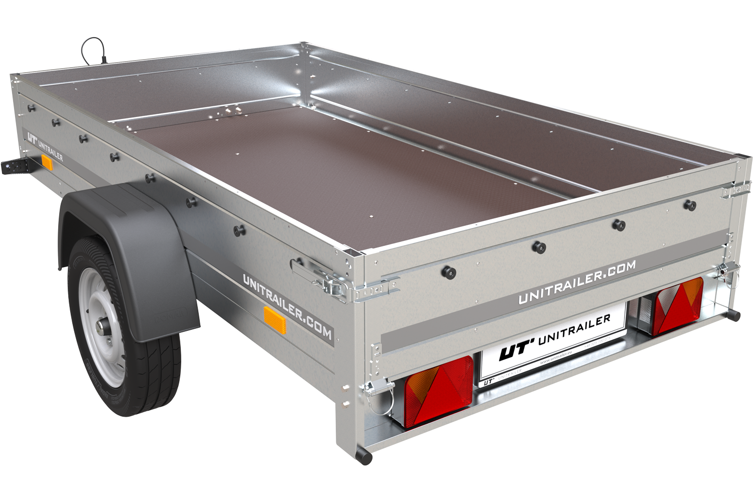Remolque de un eje Unitrailer Garden Trailer 230 FD 230 x 125 cm con lanza fija 750 KG