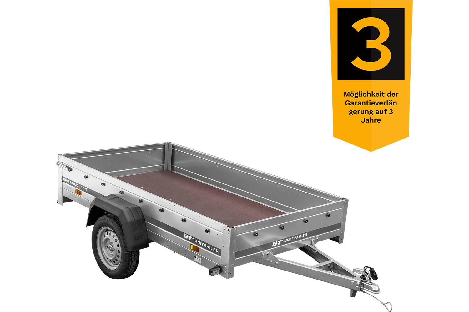 Remolque de un eje Unitrailer Garden Trailer 230 FD 230 x 125 cm con lanza fija 750 KG