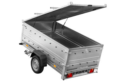 Remolque de un eje 230x125 UNITRAILER GARDEN 230 BASCULANTE con sobrelaterales y tapa de aluminio