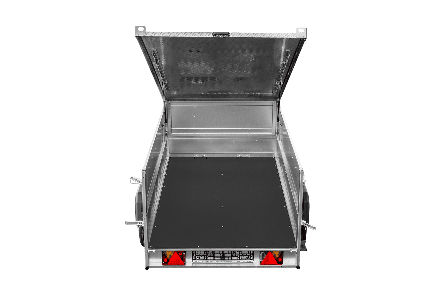 Remolque de un eje 230x125 UNITRAILER GARDEN 230 BASCULANTE con sobrelaterales y tapa de aluminio