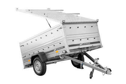 Remolque de un eje 230x125 UNITRAILER GARDEN 230 BASCULANTE con sobrelaterales y tapa de aluminio