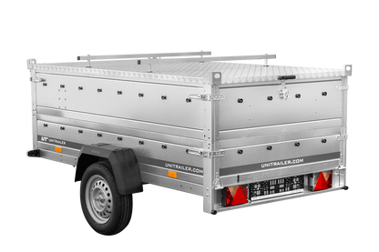 Remolque de un eje 230x125 UNITRAILER GARDEN 230 BASCULANTE con sobrelaterales y tapa de aluminio
