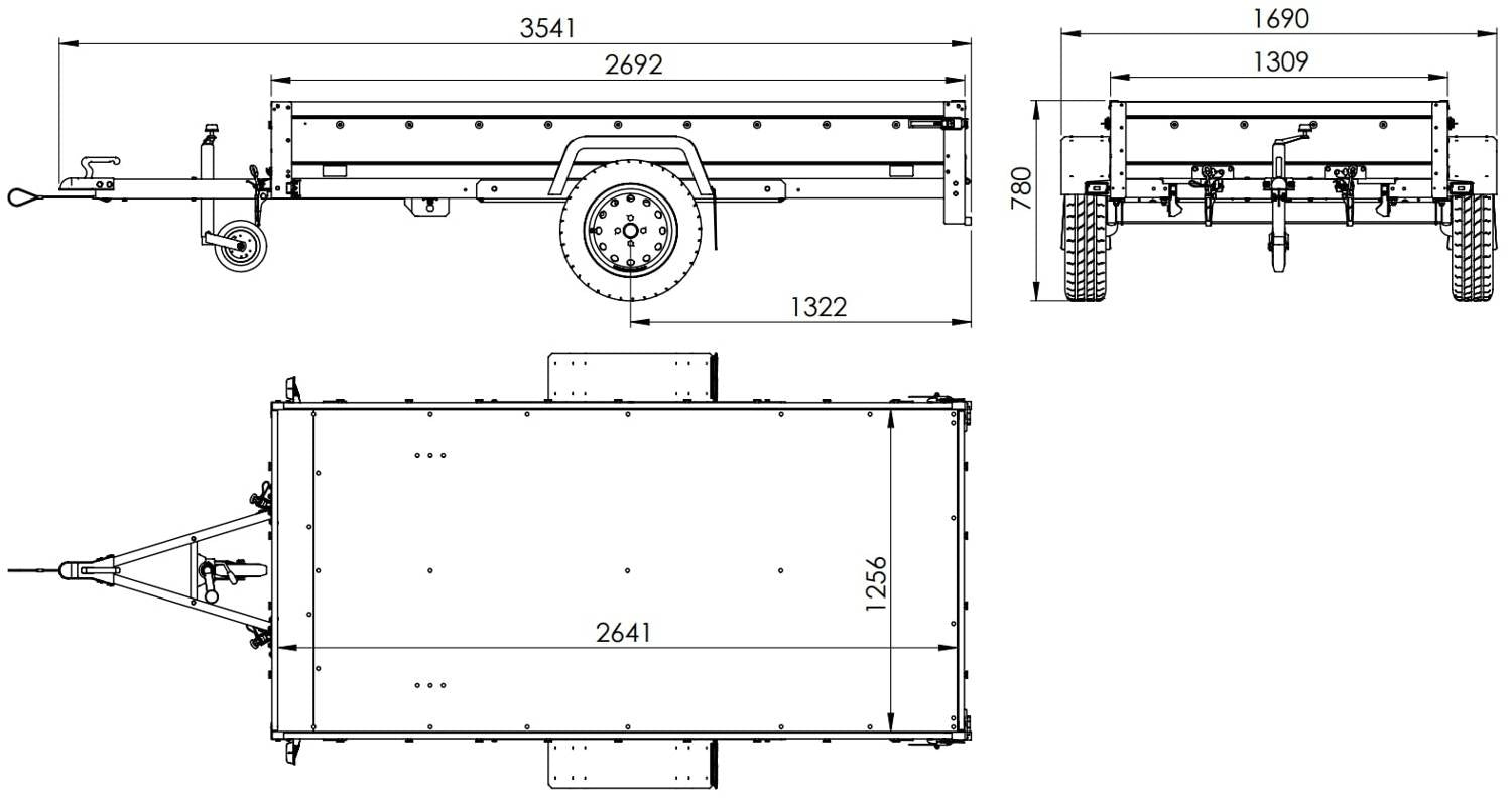 Remolque de un eje UNITRAILER GARDEN TRAILER 264 BASCULANTE