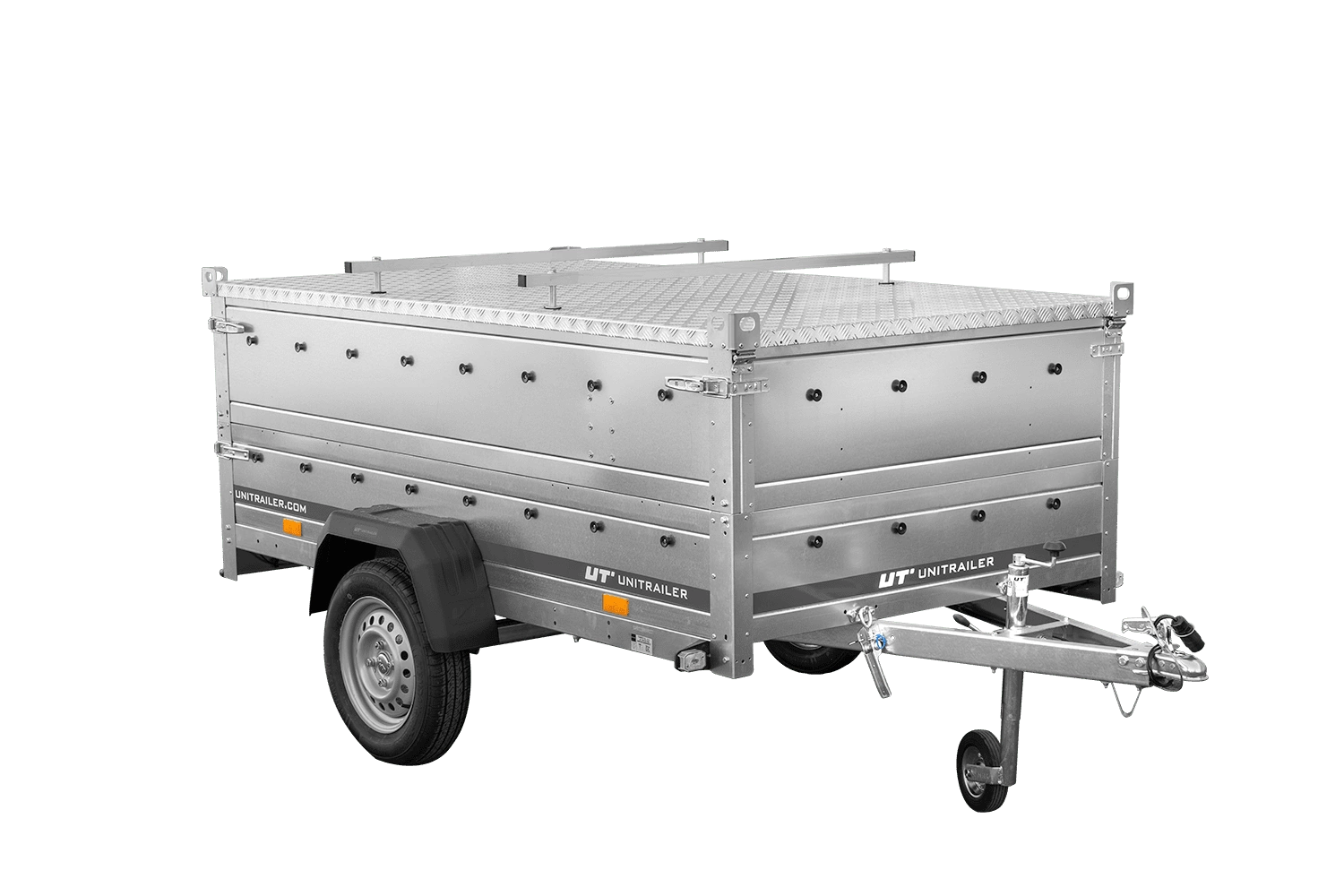 Remolque de un eje sobre ballestas 230x125 UNITRAILER GARDEN 230/R BASCULANTE con laterales BIS y cubierta de aluminio