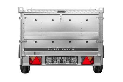 Remolque de un eje sobre ballestas 230x125 UNITRAILER GARDEN 230/R BASCULANTE con laterales BIS y cubierta de aluminio