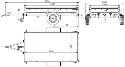 Remolque de un eje sobre ballestas 230x125 UNITRAILER GARDEN 230/R BASCULANTE con laterales BIS y cubierta de aluminio