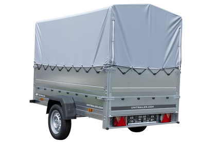 Remolque GARDEN TRAILER 230 BASCULANTE con rueda de apoyo, laterales adicionales, lona alta y estructura H800