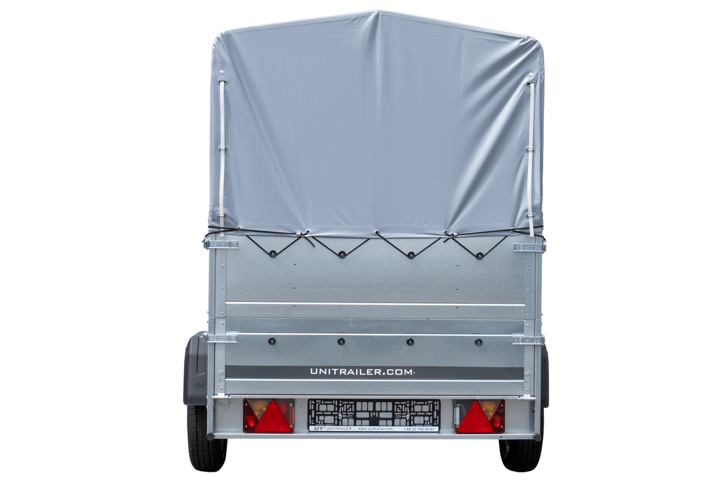 Remolque GARDEN TRAILER 230 BASCULANTE con rueda de apoyo, laterales adicionales, lona alta y estructura H800