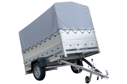 Remolque GARDEN TRAILER 230 BASCULANTE con rueda de apoyo, laterales adicionales, lona alta y estructura H800