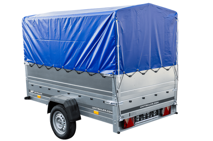 Remolque GARDEN TRAILER 230 BASCULANTE con rueda de apoyo, laterales adicionales, lona alta y estructura H800