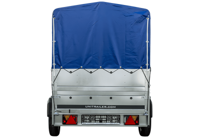 Remolque GARDEN TRAILER 230 BASCULANTE con rueda de apoyo, laterales adicionales, lona alta y estructura H800