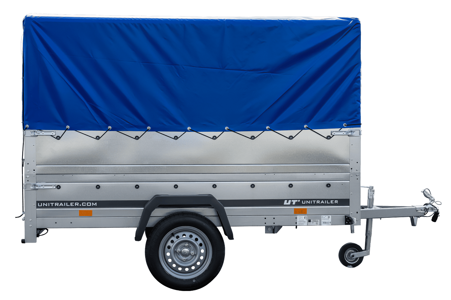Remolque GARDEN TRAILER 230 BASCULANTE con rueda de apoyo, laterales adicionales, lona alta y estructura H800