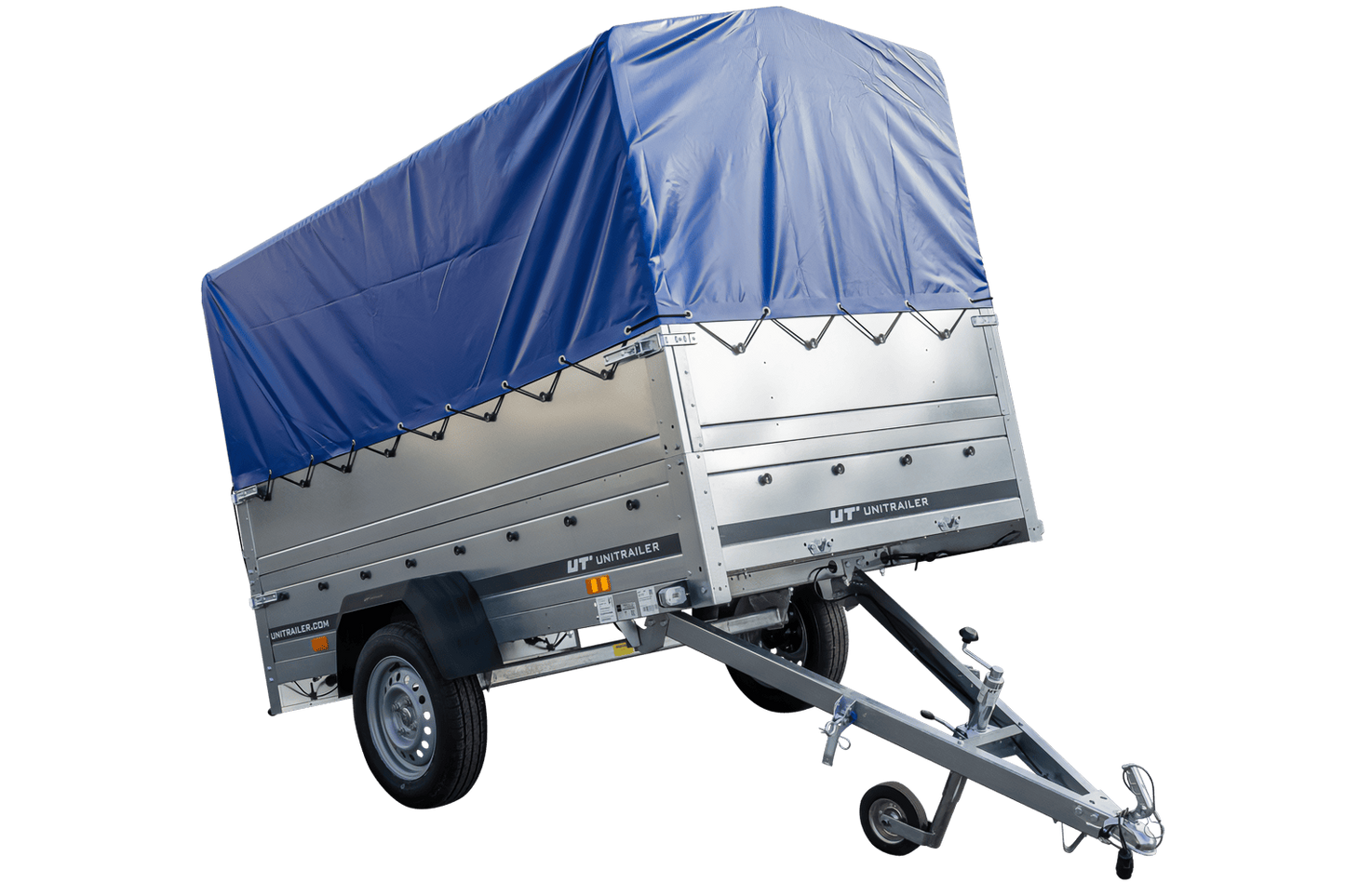 Remolque GARDEN TRAILER 230 BASCULANTE con rueda de apoyo, laterales adicionales, lona alta y estructura H800