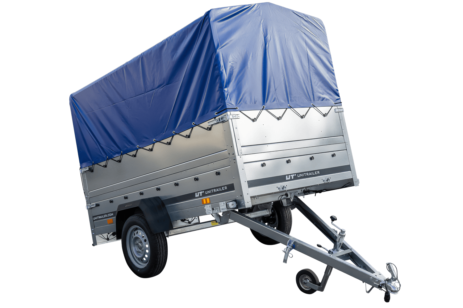 Remolque GARDEN TRAILER 230 BASCULANTE con rueda de apoyo, laterales adicionales, lona alta y estructura H800