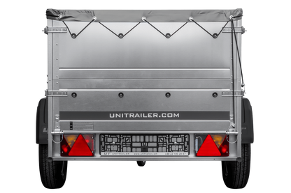 Remolque basculante para coche GARDEN TRAILER 200 KIPP con paredes laterales adicionales, rueda de apoyo y lona plana