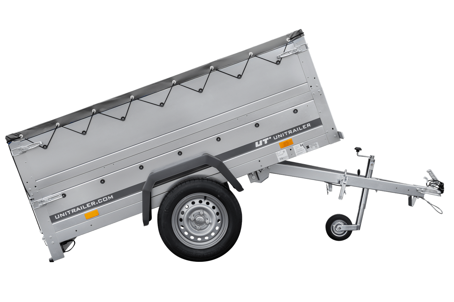 Remolque basculante para coche GARDEN TRAILER 200 KIPP con paredes laterales adicionales, rueda de apoyo y lona plana