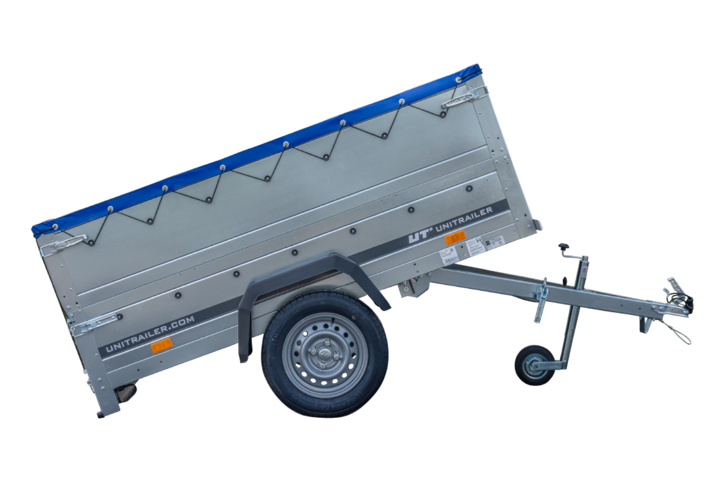Remolque basculante para coche GARDEN TRAILER 200 KIPP con paredes laterales adicionales, rueda de apoyo y lona plana