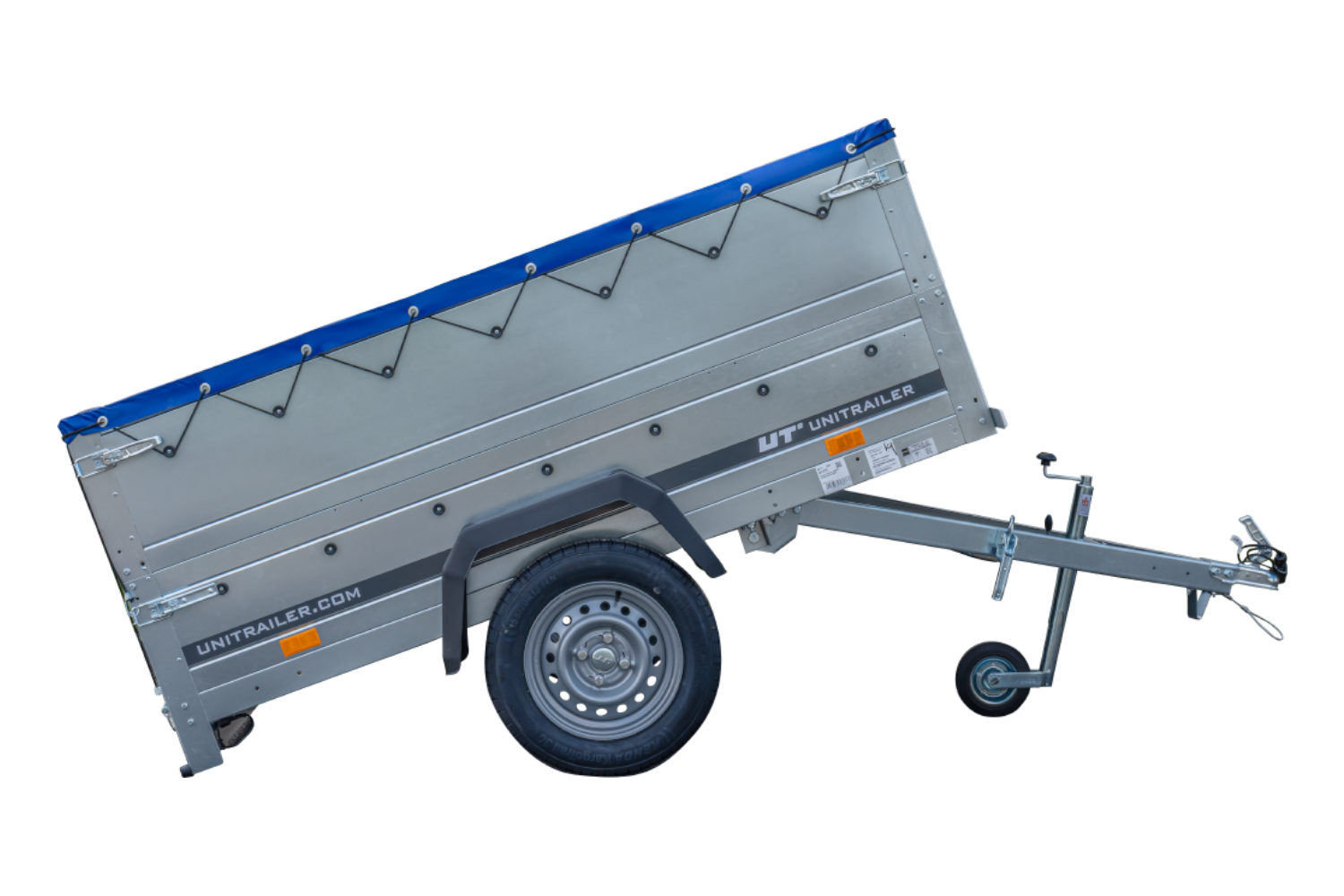 Remolque basculante para coche GARDEN TRAILER 200 KIPP con paredes laterales adicionales, rueda de apoyo y lona plana