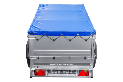 Remolque basculante para coche GARDEN TRAILER 200 KIPP con paredes laterales adicionales, rueda de apoyo y lona plana