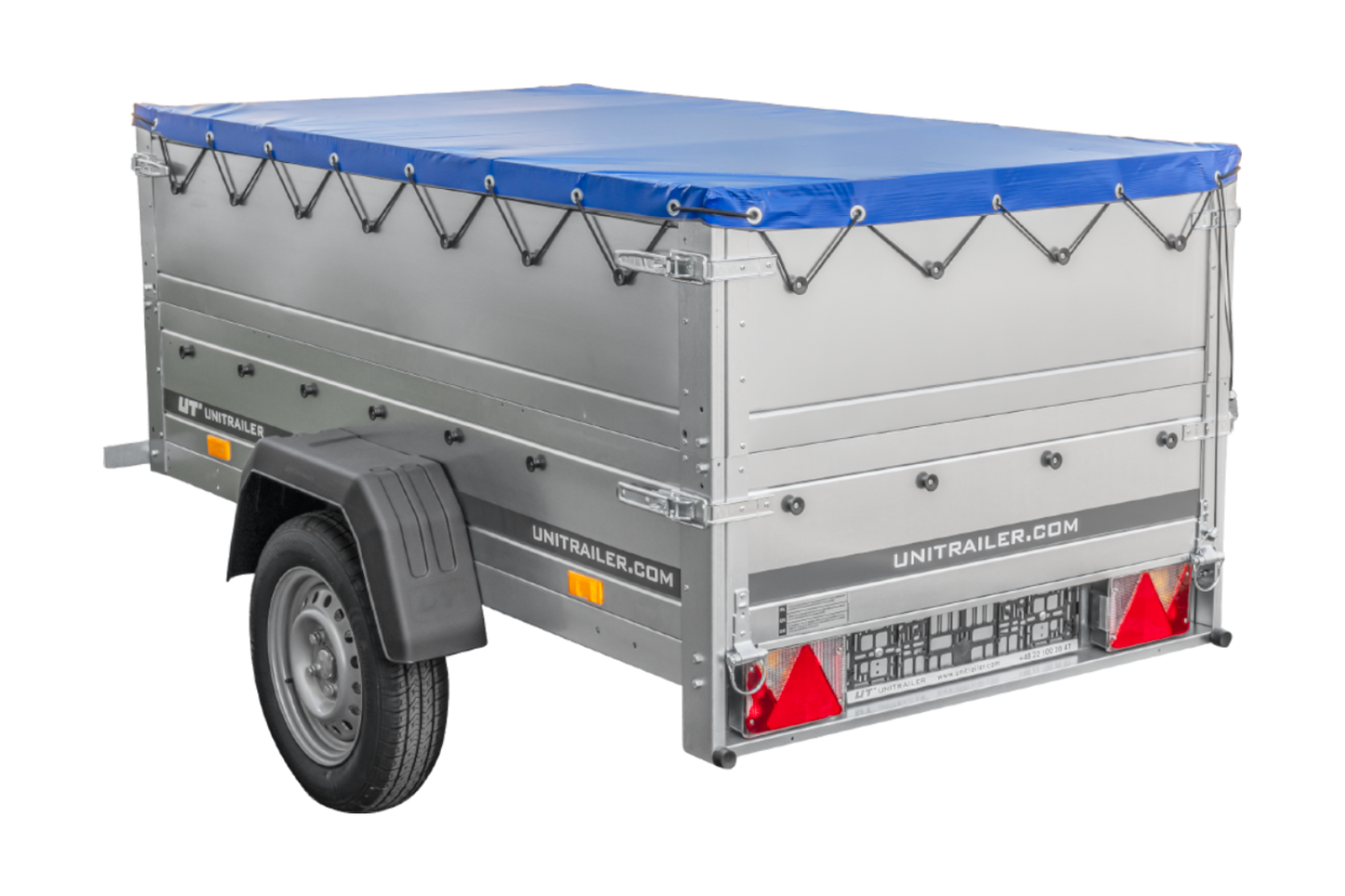 Remolque basculante para coche GARDEN TRAILER 200 KIPP con paredes laterales adicionales, rueda de apoyo y lona plana