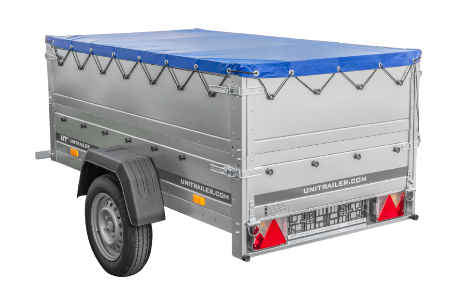 Remolque basculante para coche GARDEN TRAILER 200 KIPP con paredes laterales adicionales, rueda de apoyo y lona plana