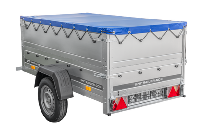 Remolque basculante para coche GARDEN TRAILER 200 KIPP con paredes laterales adicionales, rueda de apoyo y lona plana