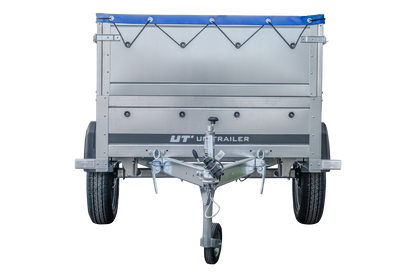 Remolque basculante para coche GARDEN TRAILER 200 KIPP con paredes laterales adicionales, rueda de apoyo y lona plana