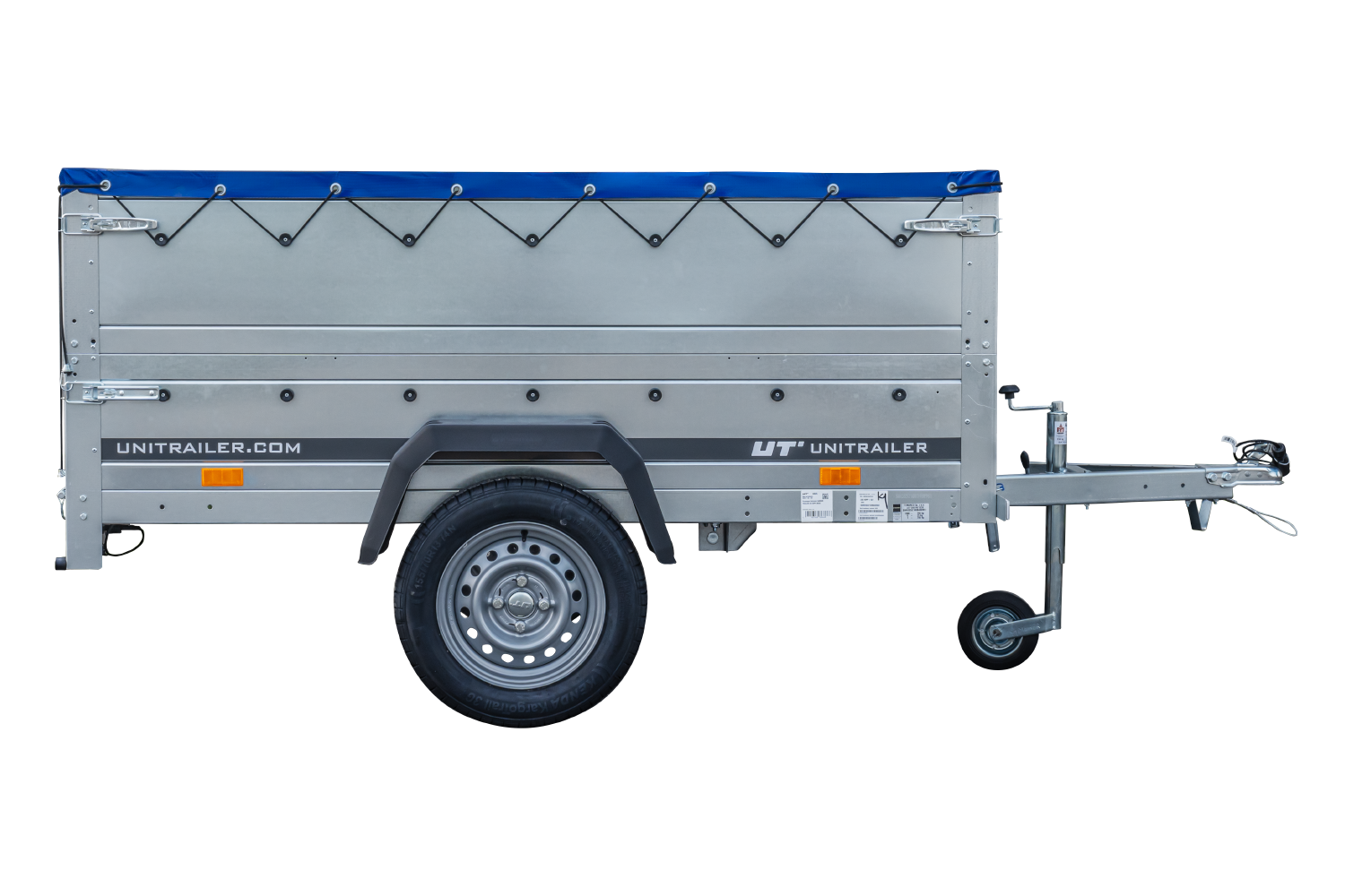 Remolque basculante para coche GARDEN TRAILER 200 KIPP con paredes laterales adicionales, rueda de apoyo y lona plana