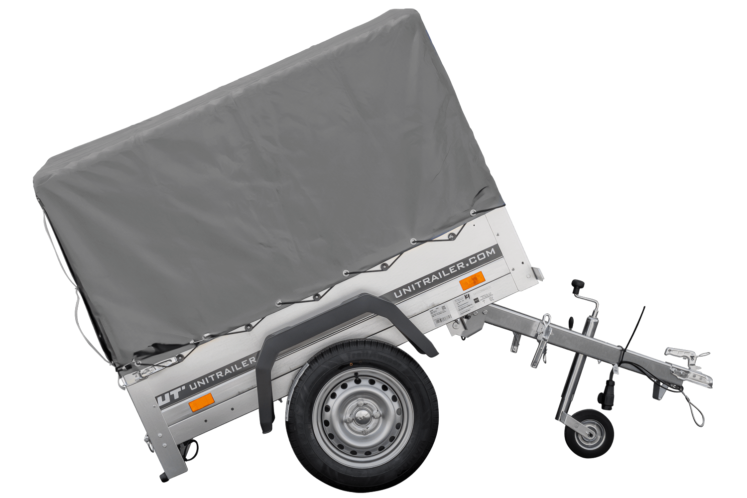 Remolque Basculante 750 kg Garden Trailer 150 KIPP 150x106 cm [con lona alta, estructura alta y rueda de apoyo]