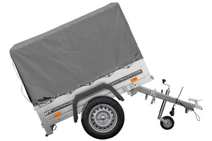 Remolque Basculante 750 kg Garden Trailer 150 KIPP 150x106 cm [con lona alta, estructura alta y rueda de apoyo]