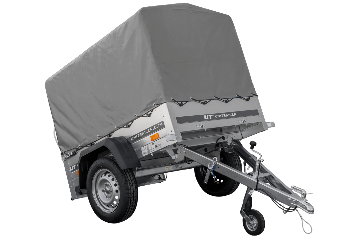 Remolque Basculante 750 kg Garden Trailer 150 KIPP 150x106 cm [con lona alta, estructura alta y rueda de apoyo]