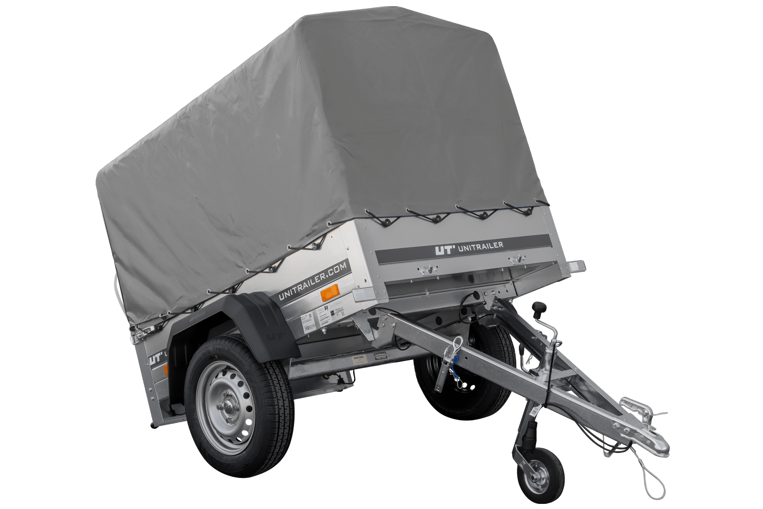 Remolque Basculante 750 kg Garden Trailer 150 KIPP 150x106 cm [con lona alta, estructura alta y rueda de apoyo]