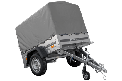Remolque Basculante 750 kg Garden Trailer 150 KIPP 150x106 cm [con lona alta, estructura alta y rueda de apoyo]