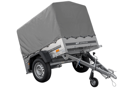 Remolque Basculante 750 kg Garden Trailer 150 KIPP 150x106 cm [con lona alta, estructura alta y rueda de apoyo]