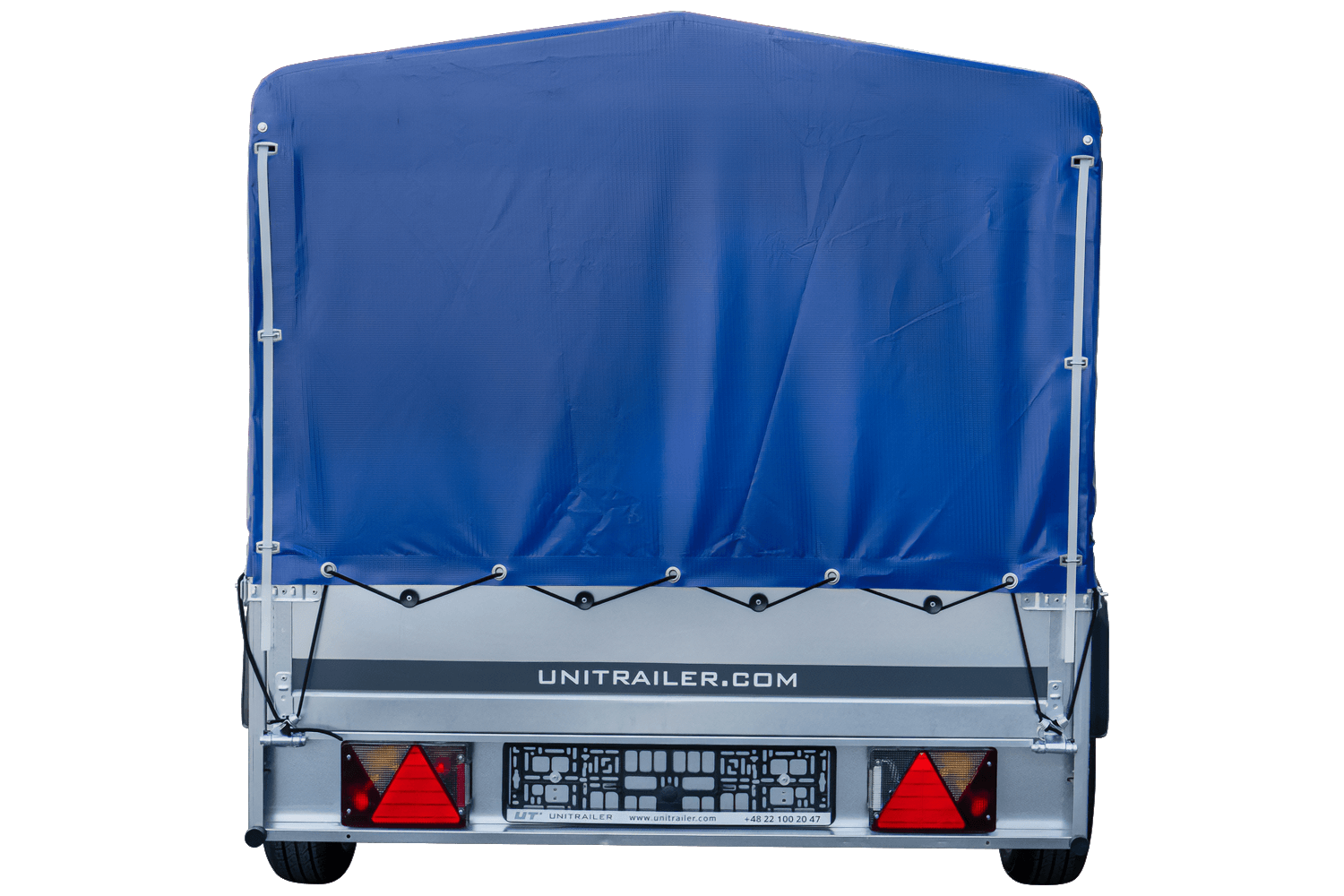 Remolque largo para coche GARDEN TRAILER 264 BASCULANTE con lona alta, estructura y rueda de apoyo