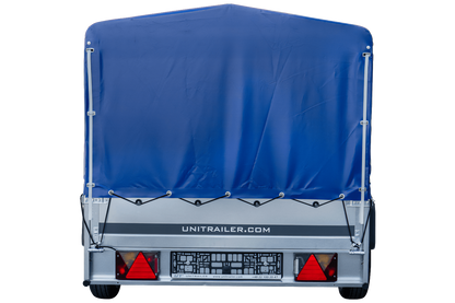 Remolque largo para coche GARDEN TRAILER 264 BASCULANTE con lona alta, estructura y rueda de apoyo