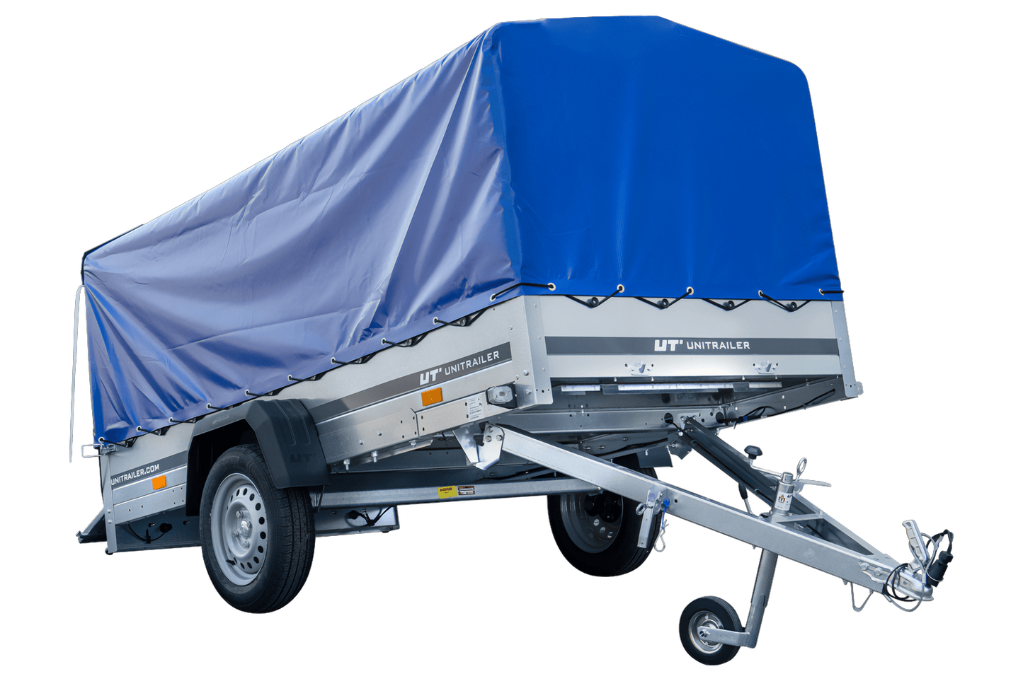 Remolque largo para coche GARDEN TRAILER 264 BASCULANTE con lona alta, estructura y rueda de apoyo