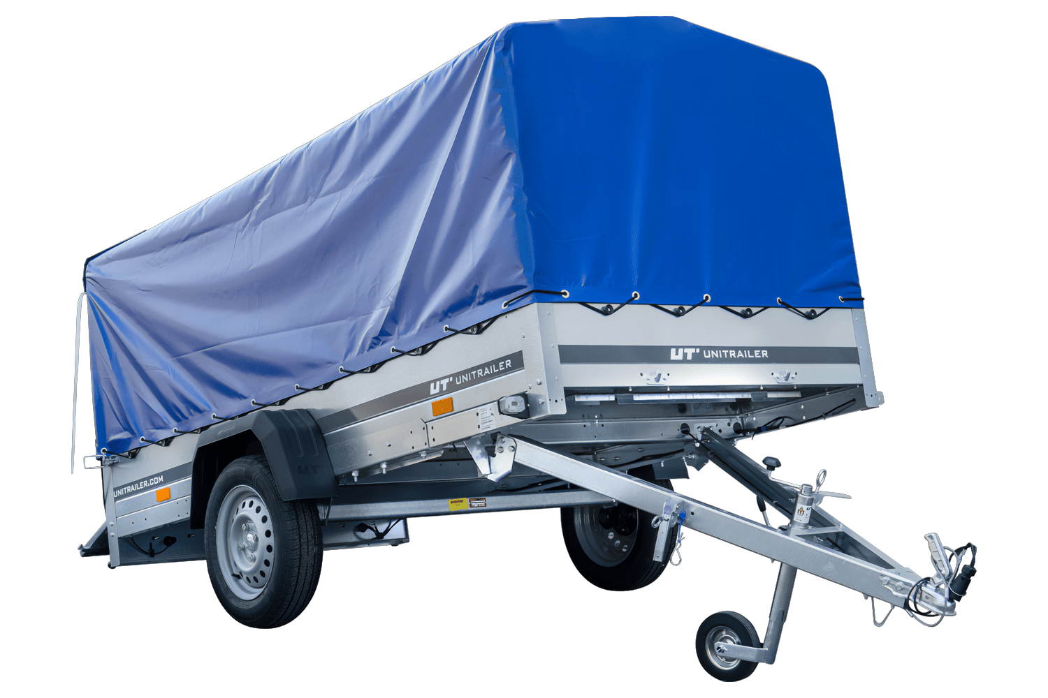 Remolque largo para coche GARDEN TRAILER 264 BASCULANTE con lona alta, estructura y rueda de apoyo