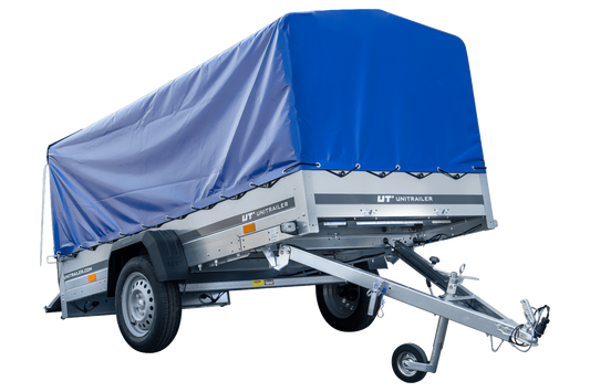 Remolque largo para coche GARDEN TRAILER 264 BASCULANTE con lona alta, estructura y rueda de apoyo