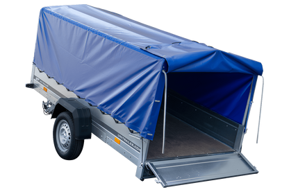 Remolque largo para coche GARDEN TRAILER 264 BASCULANTE con lona alta, estructura y rueda de apoyo
