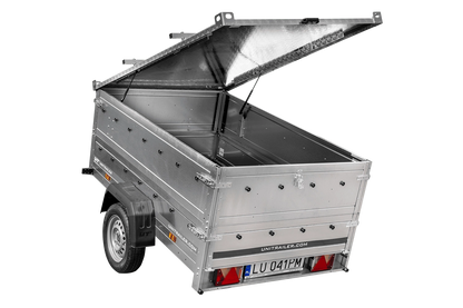 Remolque ligero con muelles 200x125 UNITRAILER GARDEN 201/R BASCULANTE con laterales BIS y cubierta de aluminio
