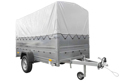 Remolque ligero sobre muelles 264x125 UNITRAILER GARDEN 264/R BASCULANTE con laterales BIS, marco H-800 y lona gris