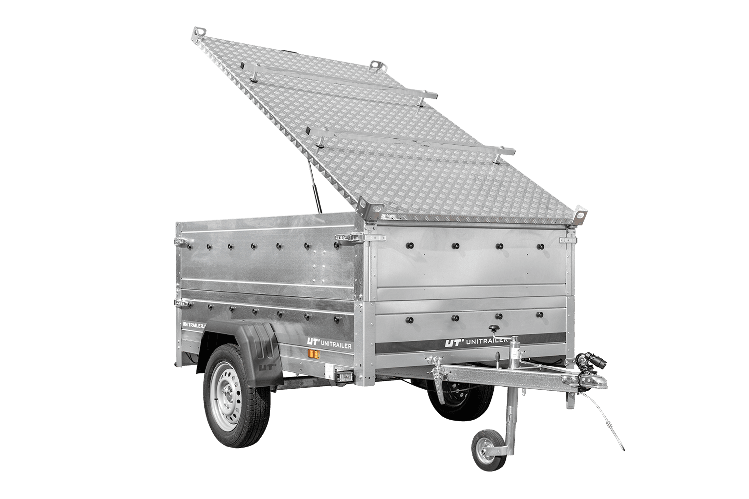 Remolque ligero 200x125 UNITRAILER GARDEN 201 BASCULANTE con laterales BIS y cubierta de aluminio