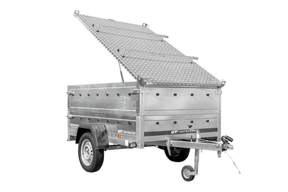 Remolque ligero 200x125 UNITRAILER GARDEN 201 BASCULANTE con laterales BIS y cubierta de aluminio