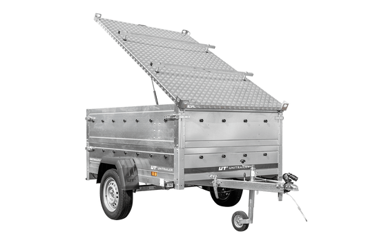 Remolque ligero 200x125 UNITRAILER GARDEN 201 BASCULANTE con laterales BIS y cubierta de aluminio