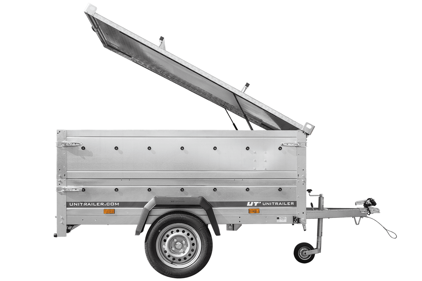 Remolque ligero 200x125 UNITRAILER GARDEN 201 BASCULANTE con laterales BIS y cubierta de aluminio