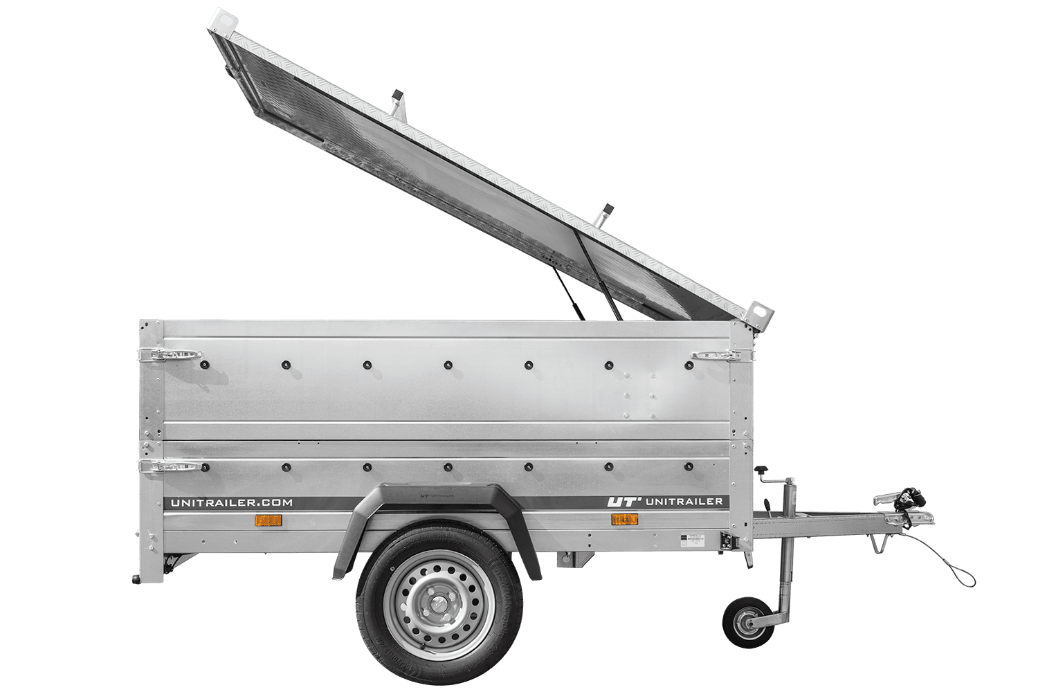 Remolque ligero 200x125 UNITRAILER GARDEN 201 BASCULANTE con laterales BIS y cubierta de aluminio