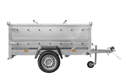 Remolque ligero 200x125 UNITRAILER GARDEN 201 BASCULANTE con laterales BIS y cubierta de aluminio