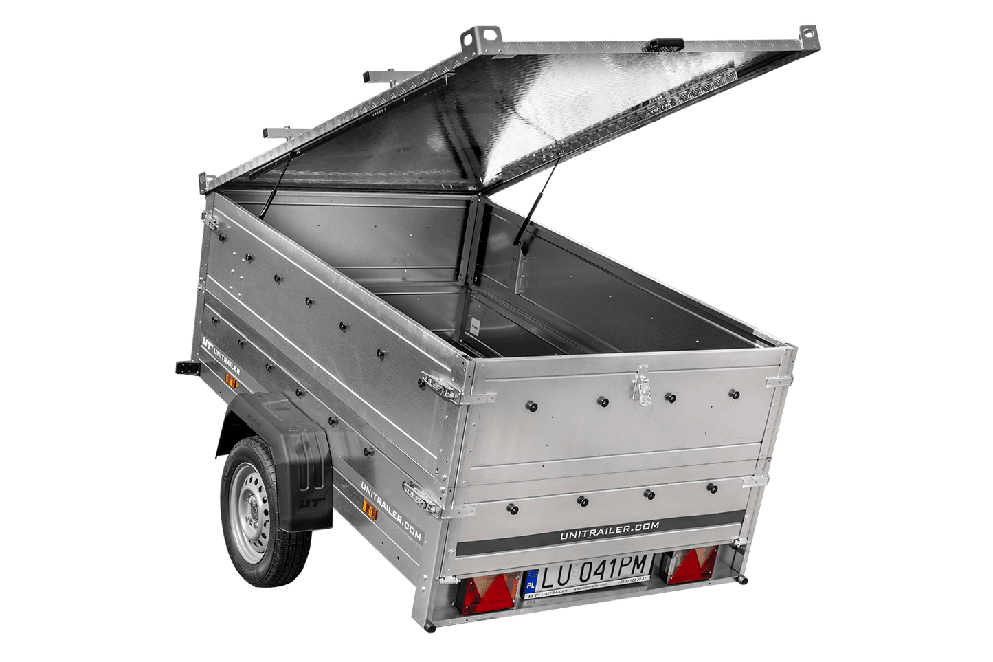 Remolque ligero 200x125 UNITRAILER GARDEN 201 BASCULANTE con laterales BIS y cubierta de aluminio