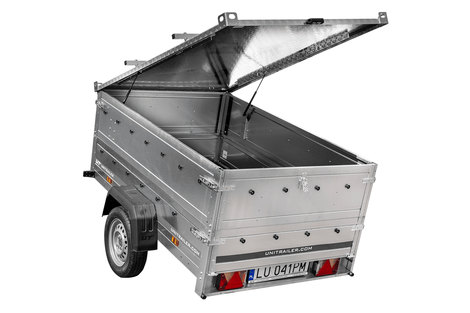 Remolque ligero 200x125 UNITRAILER GARDEN 201 BASCULANTE con laterales BIS y cubierta de aluminio